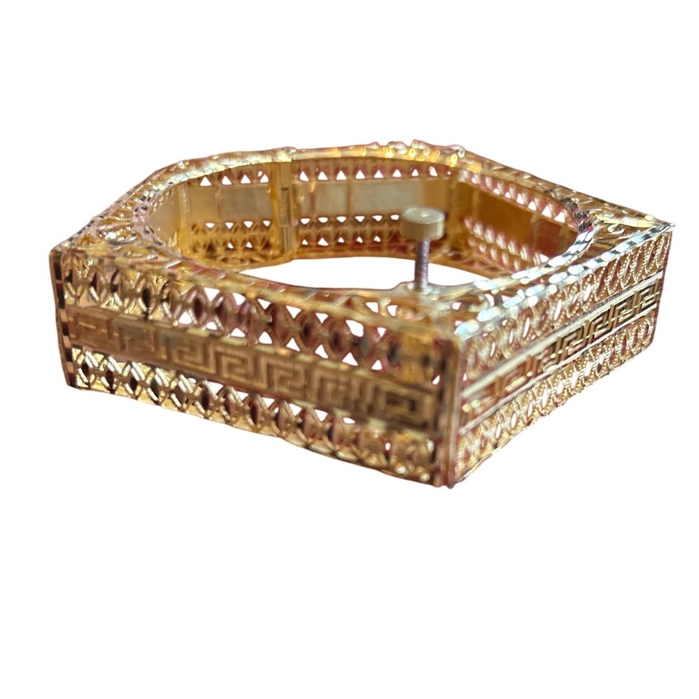 Intricate Gold-Tone Octagonal Filigree Bracelet